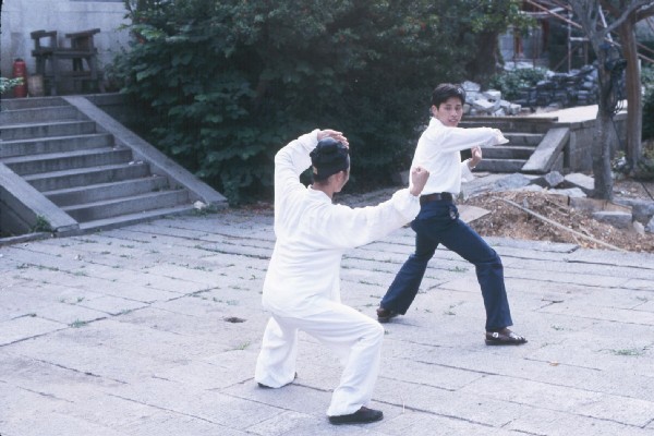 Yang SiLiang and young Taoist practice Taiji 6.jpg 63.9K